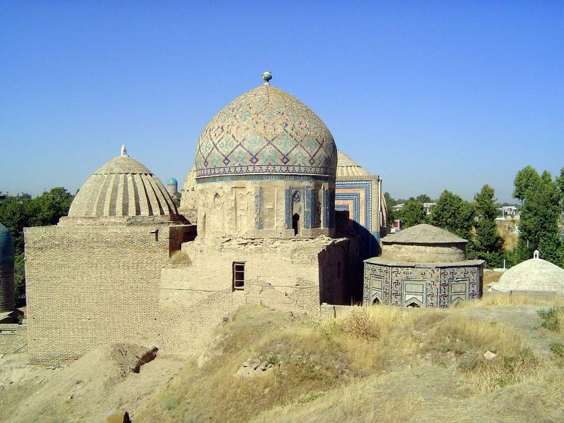 The same cluster from a different position; on the right is an octagonal tomb occupant unknown, with a crude new cap replacing the vanished 