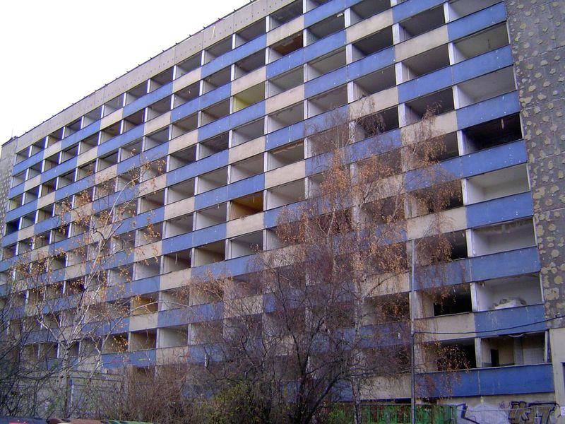 The East Germans also became very keen on prefabricated buildings. Some have been demolished, others fixed up, and still others, like this o