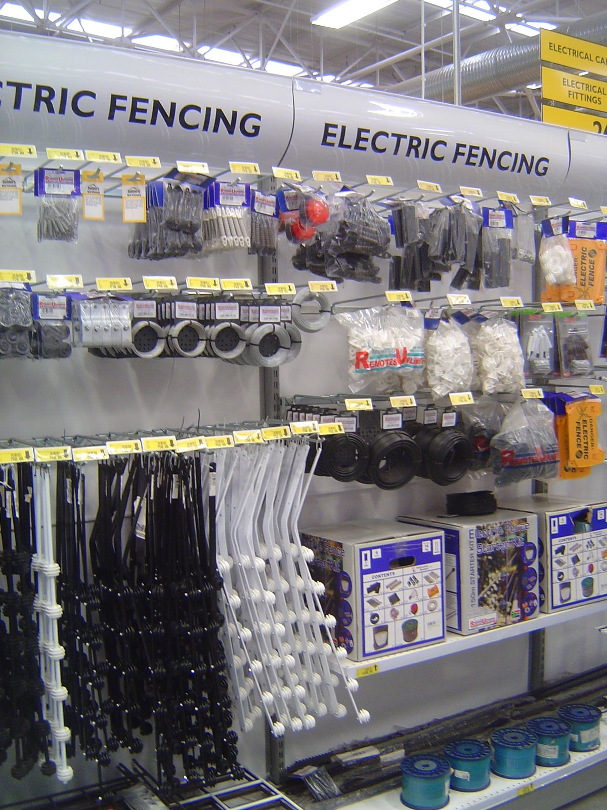 Notice the big boxes at the lower right: "Electric Fence Starter Kit."