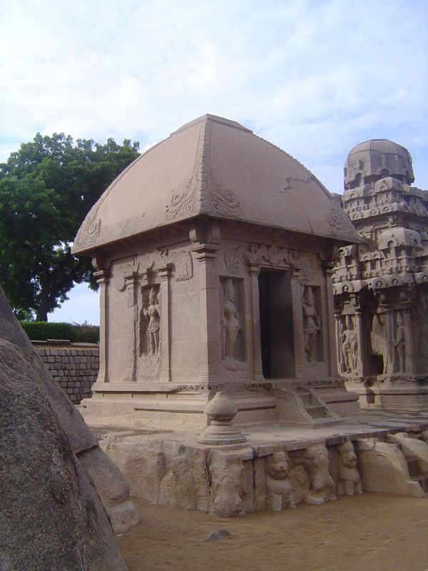 This one is called Draupadi. It's a stone version of a simple village shrine to Durga. The roof imitates thatch, trimmed at the corners with