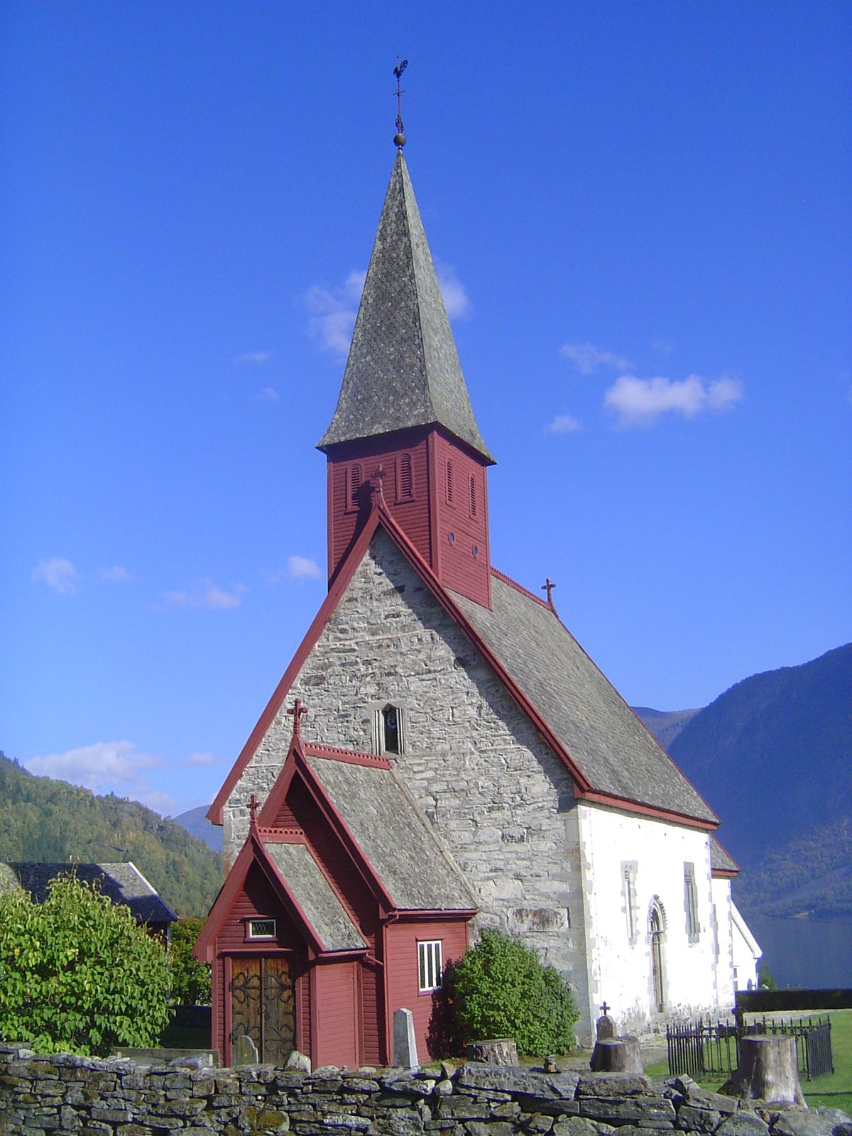 The Dale Church, on the west side of the fjord, dates from 1200, not long after the Urnes stave church was built on the east side.