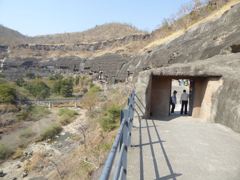 We'll get back over to Cave 16, but for a moment I've slipped over to the gate just before Cave 1, so we can get a better sense of the moder