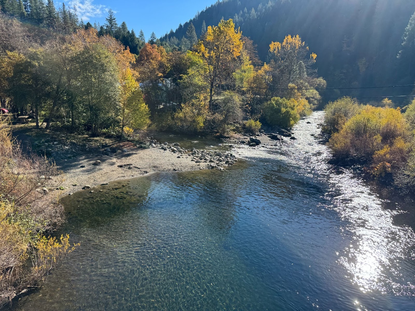 And here, as we stand on a bridge at Downieville, is the North Fork of the Yuba.  That's Downie Creek coming in on the left.