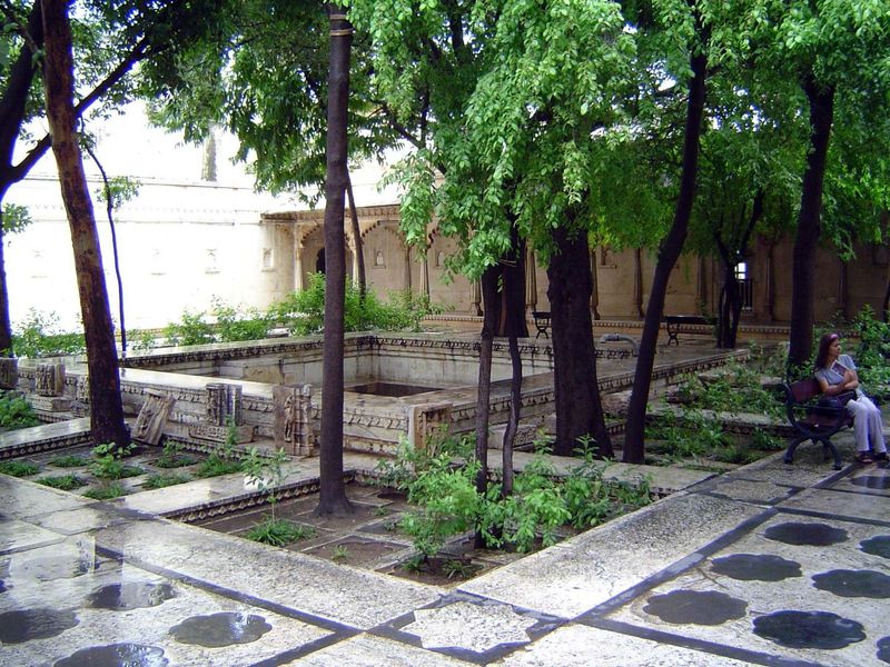 A most surprising garden: the Badi Mahal, built about 1700. It's at the highest point of the palace, and the trees are rooted in the rock at