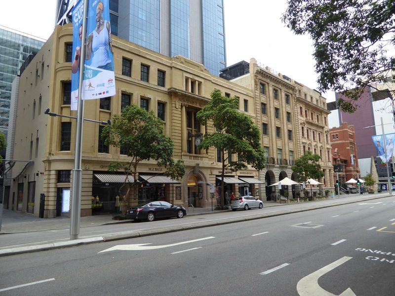 Here's another. That's the erstwhile Newspaper House on the left. It was the home of The West Australian, but now it's the facade of BHP's B