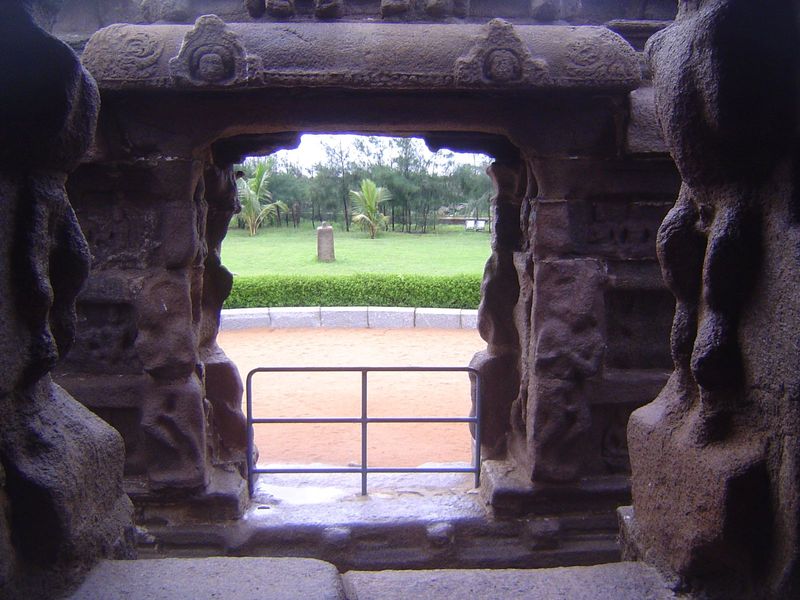 We're looking out from the sanctum toward the old lamp post.