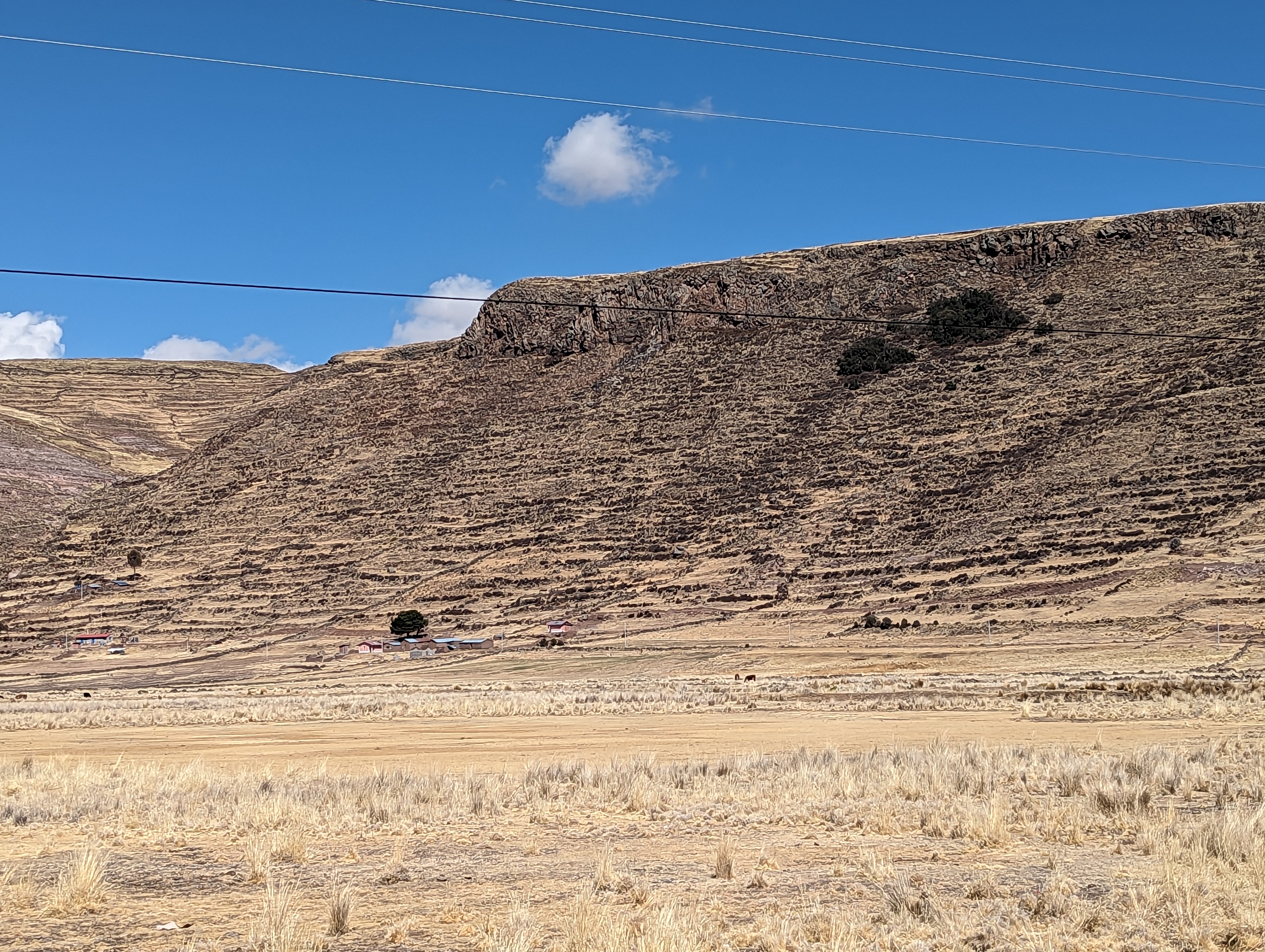 The surrounding hills are painstakingly terraced.