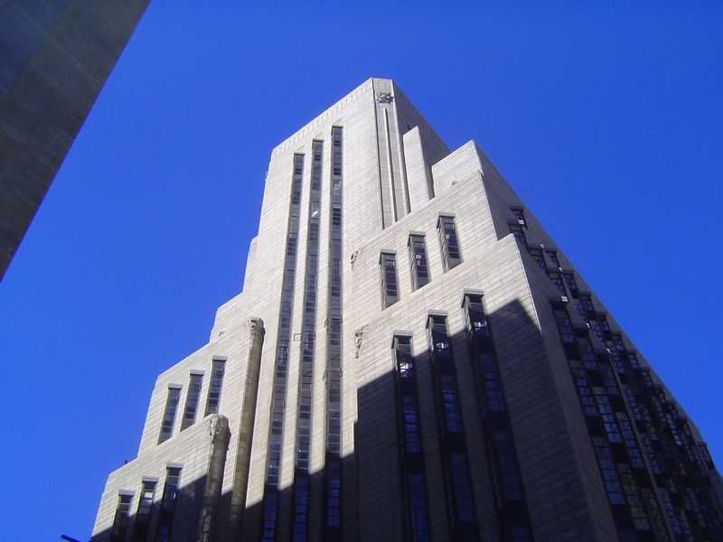 Long the tallest building in the city, it looks like one of Hugh Ferris's fantasies.
