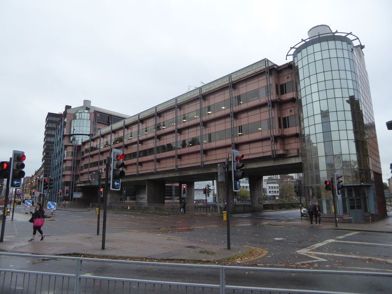 The M8 is running in a trench right across this image, and the building here began life as an overpass. It sat without approaches for 20 yea