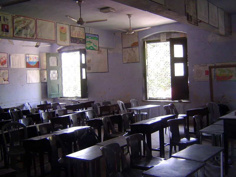 A classroom in the wings.