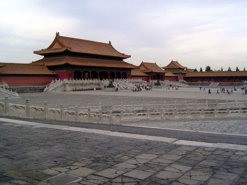 We're still in the same courtyard but looking northeasterly now toward the Gate of Supreme Harmony Taihemen, through which the Imperial Way 