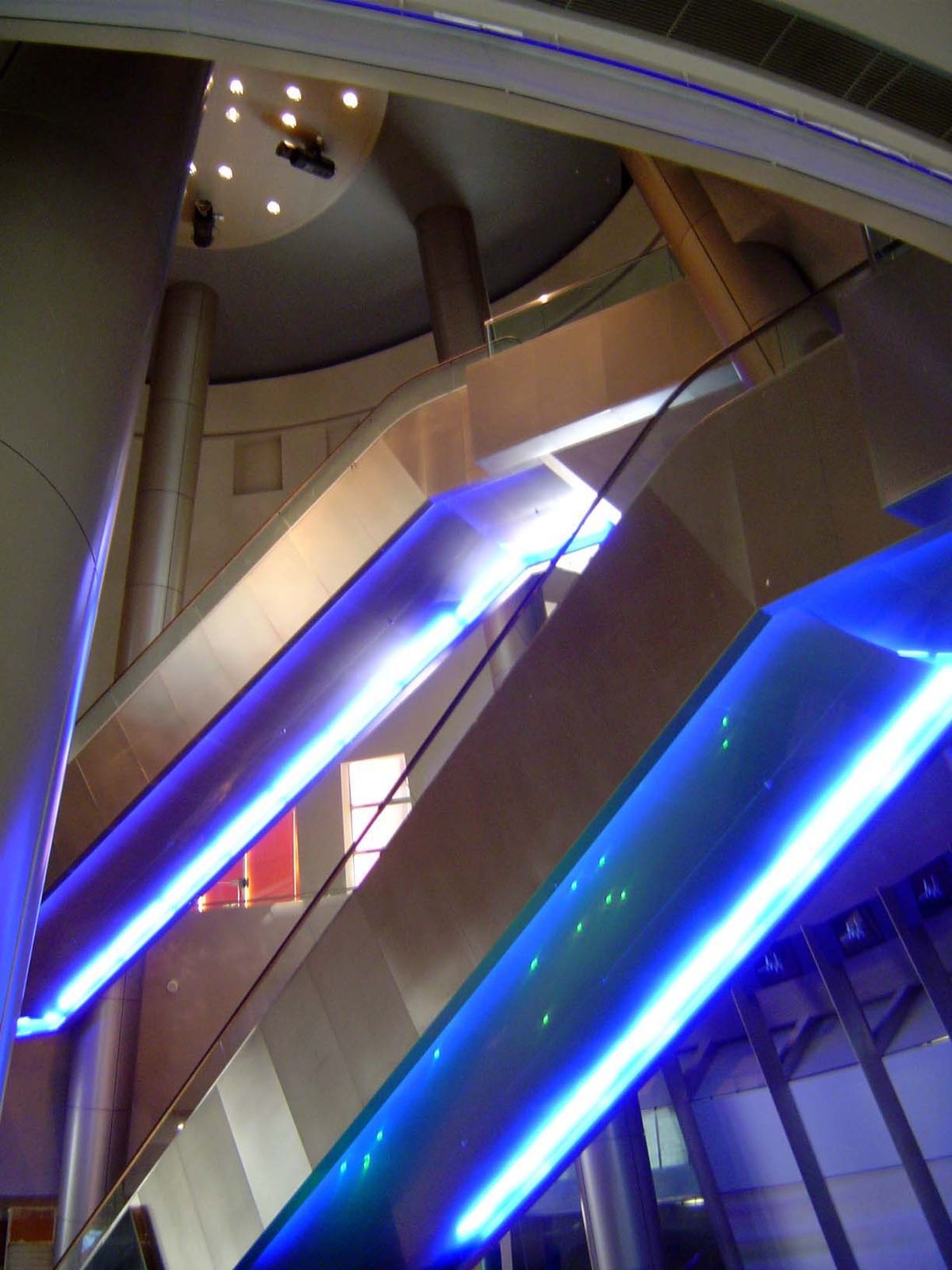 There's shopping here at the Arcade, on levels connected by starship escalators.