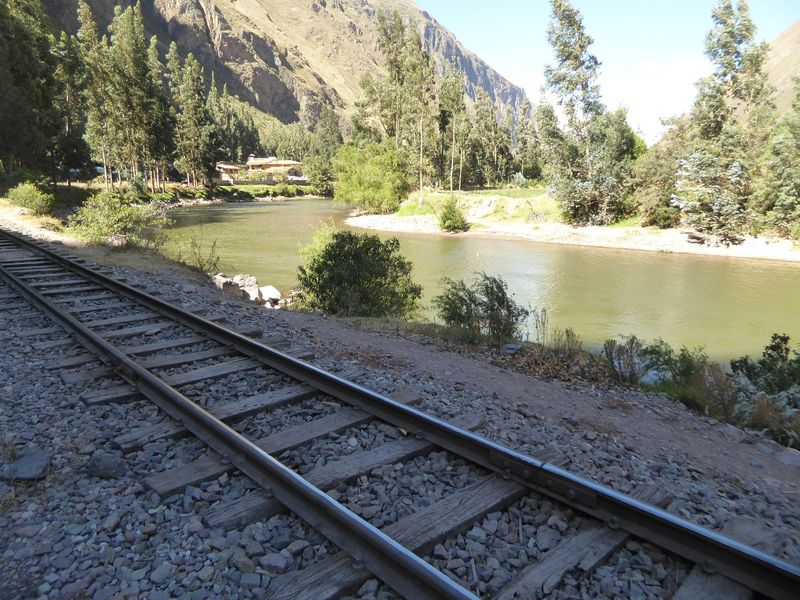 The Inca confined miles of the Urubamba between stone walls, now mostly lost. Instead, the river is now bordered by a highway and this narro