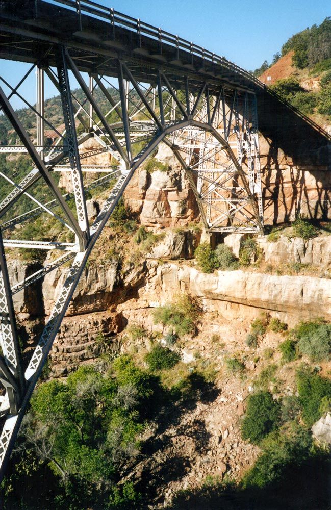 Don't want to look at such places? Too depressing? OK. Here's the highway crossing Oak Creek and heading to Sedona, the capital of New Age C