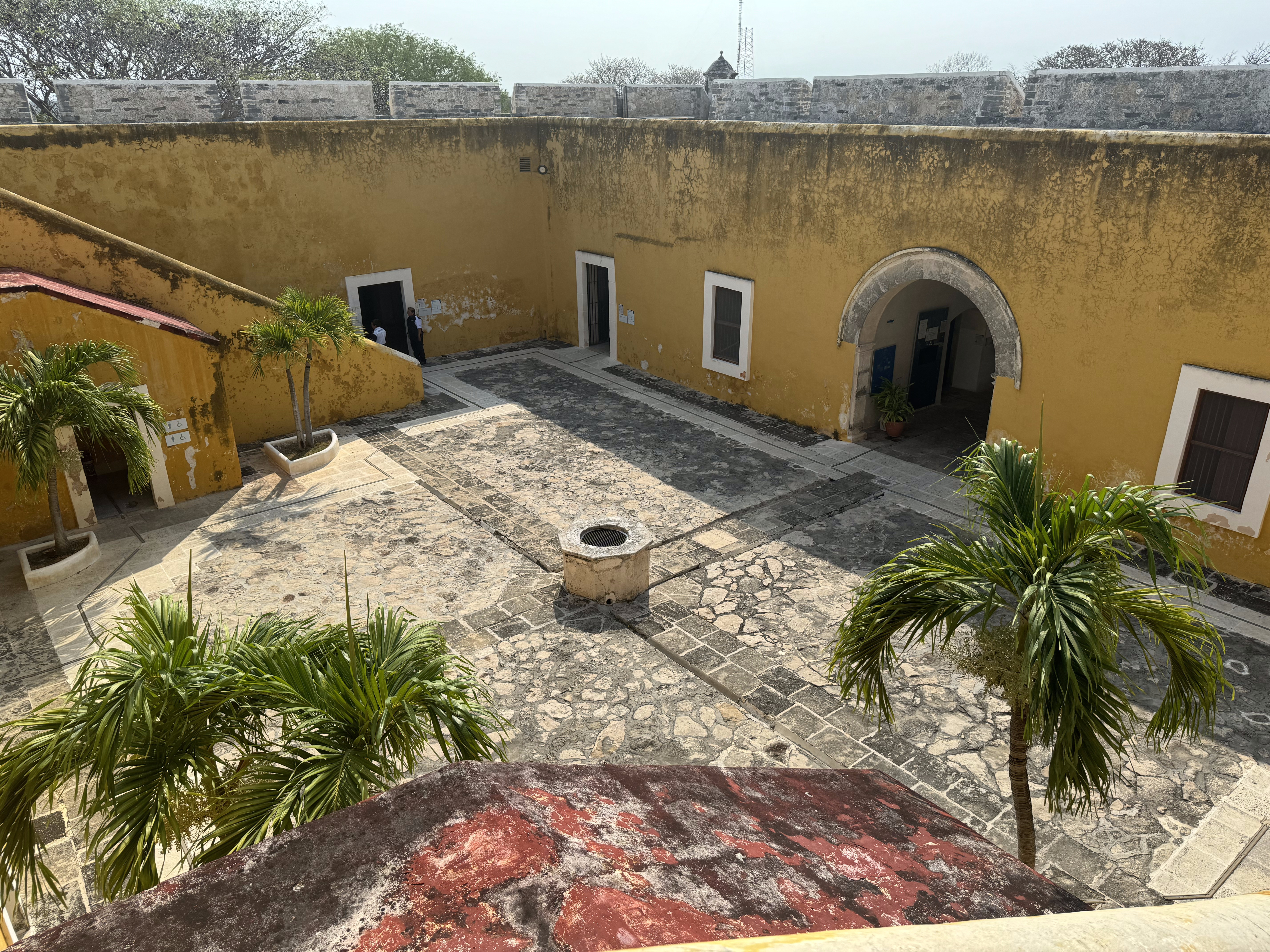 The view down into the fort.  Pictures of some of the contents of the museum are included in the previous file's coverage of Calakmul.