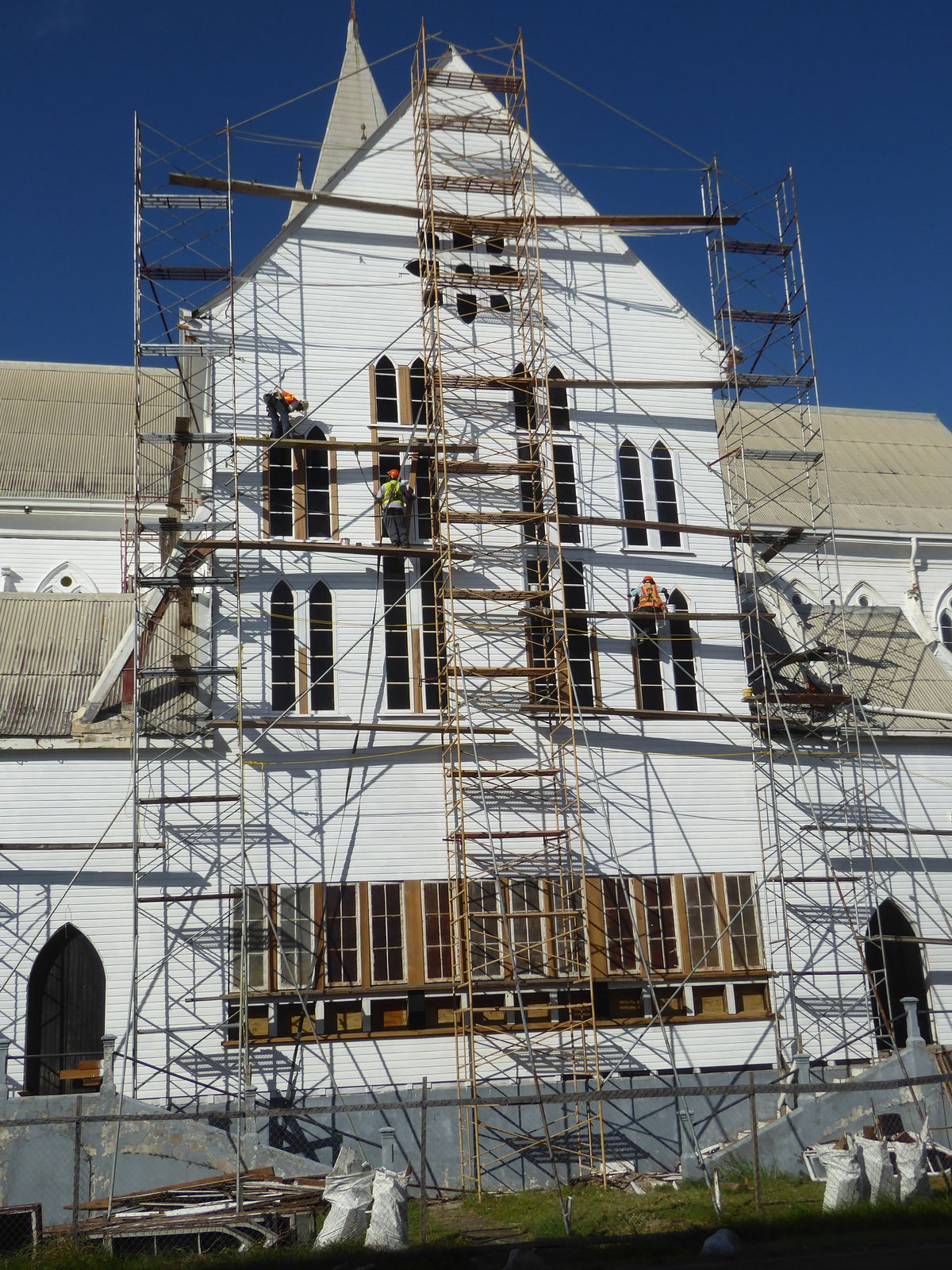 Maintenance work was continuing in 2020. Rodway has a photograph showing a reticulated network of dark-colored half-timbering.