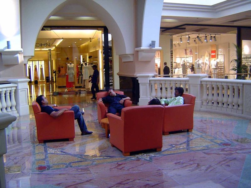 Mall-walkers are often pooped. Seats are hard to find.
