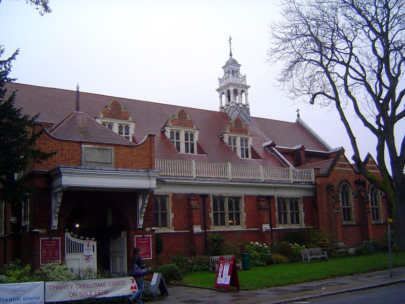 St. Michael's and All Souls church was built next to the railroad station. Pevsner calls it "Shaw at his best, inexhaustible in his inventiv