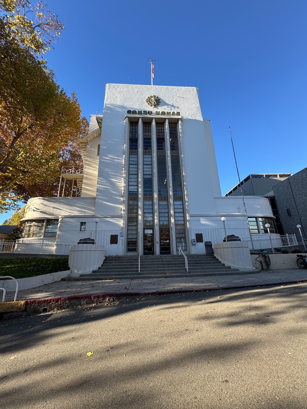 The Nevada County courthouse looks like it was built in the 1930s but dates to 1864, with enlargement in 1900 and then again in 1936-7.