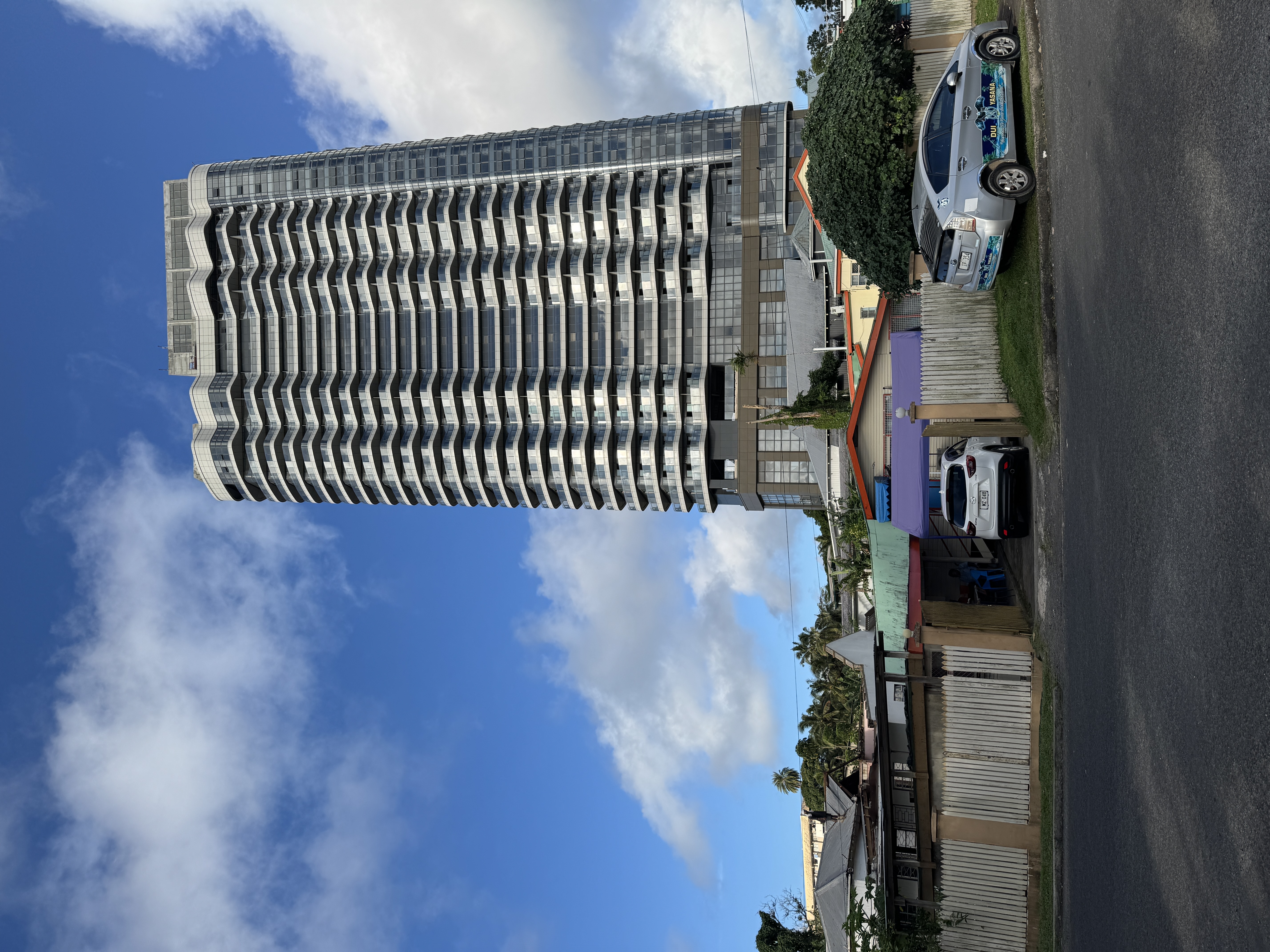 Meet the 28-story WG Friendship Plaza, Fiji's tallest building and about midway between Tappoo City and Damodar City. It was funded jointly 