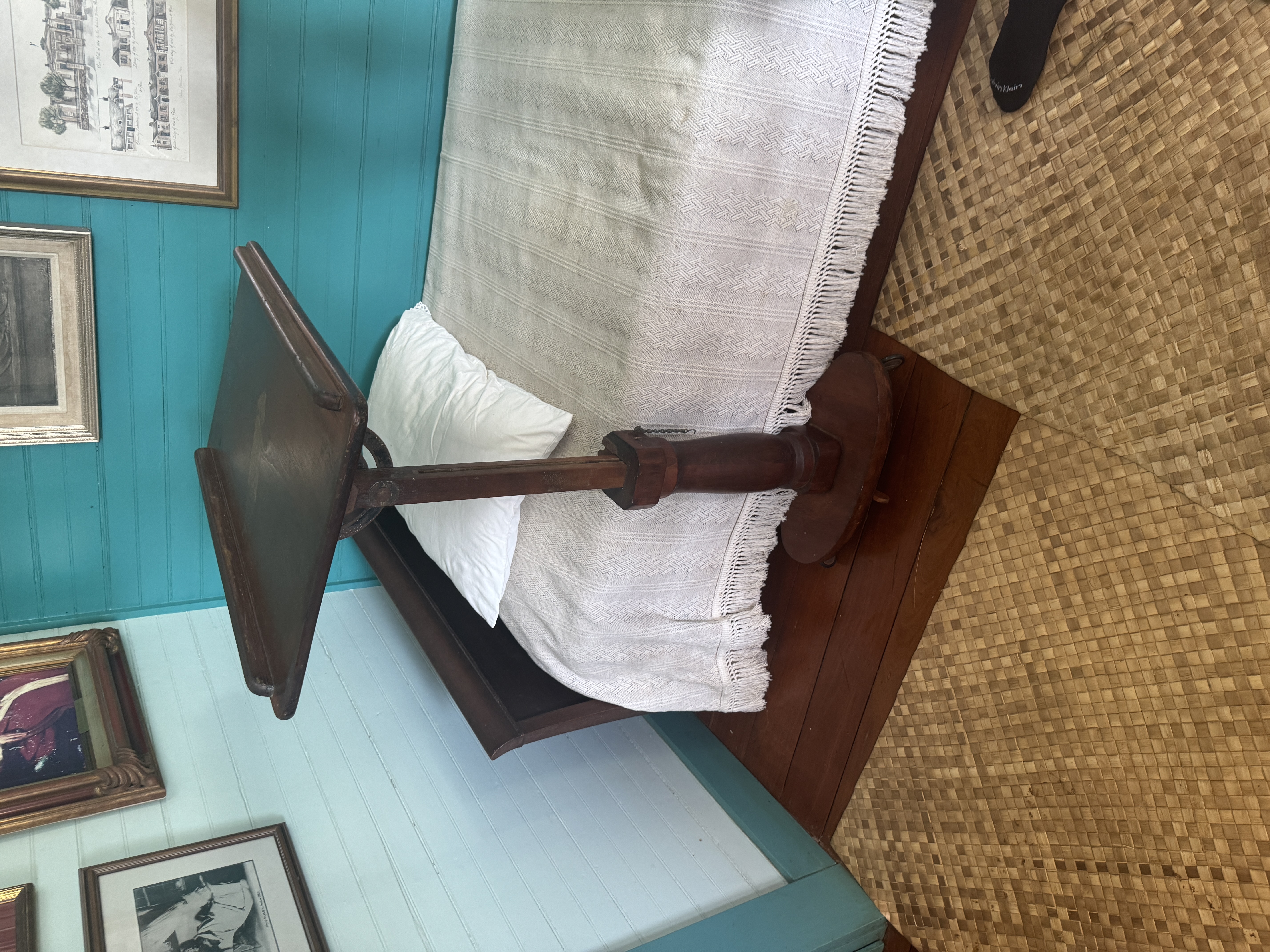 Since I've avoided pictures of Stevenson's house they're a dime a dozen, I'll insert this picture of the nifty stand he used for writing in 