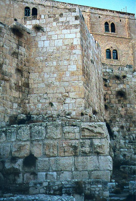 This strange corner projecting from the southern wall lies at the southern end of the old Roman cardo, the main street that ran south from w