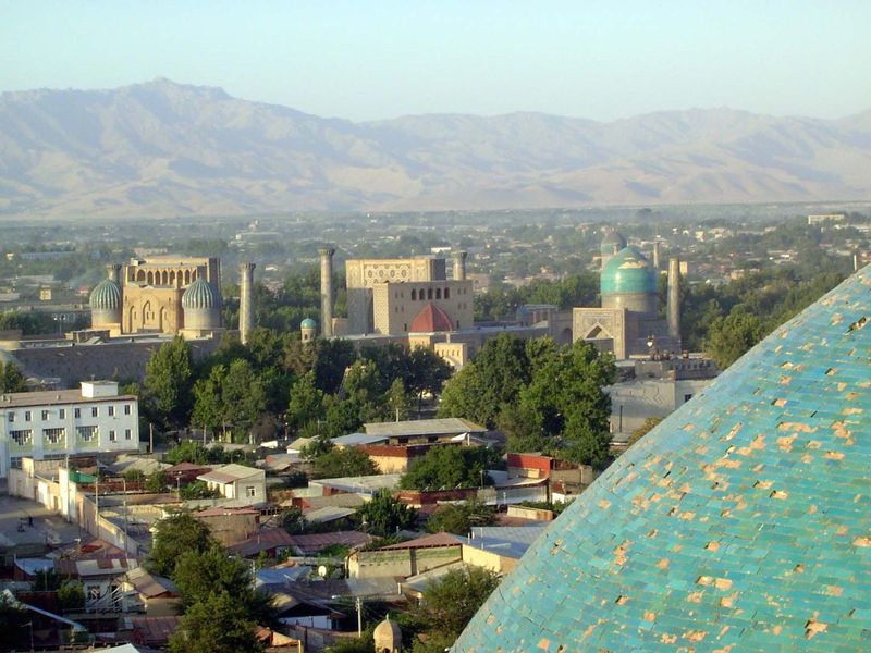 Last glimpse of the Registan. This time, the view is from the minaret at Bibi Khanum, which can also be climbed if you're an early bird. The