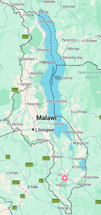 We're going to be looking here at the southern tip of the country, around the red marker.