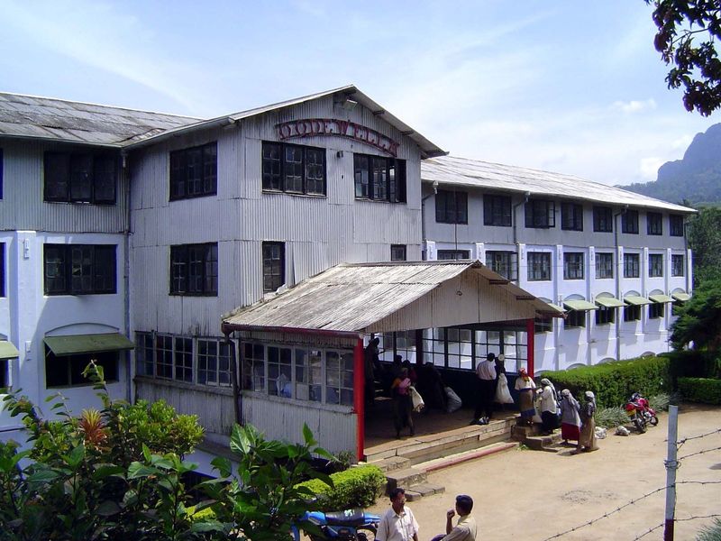 This factory is ot quite so spiffy, but it is still in operation. The women are lined up to have their pickings weighed.