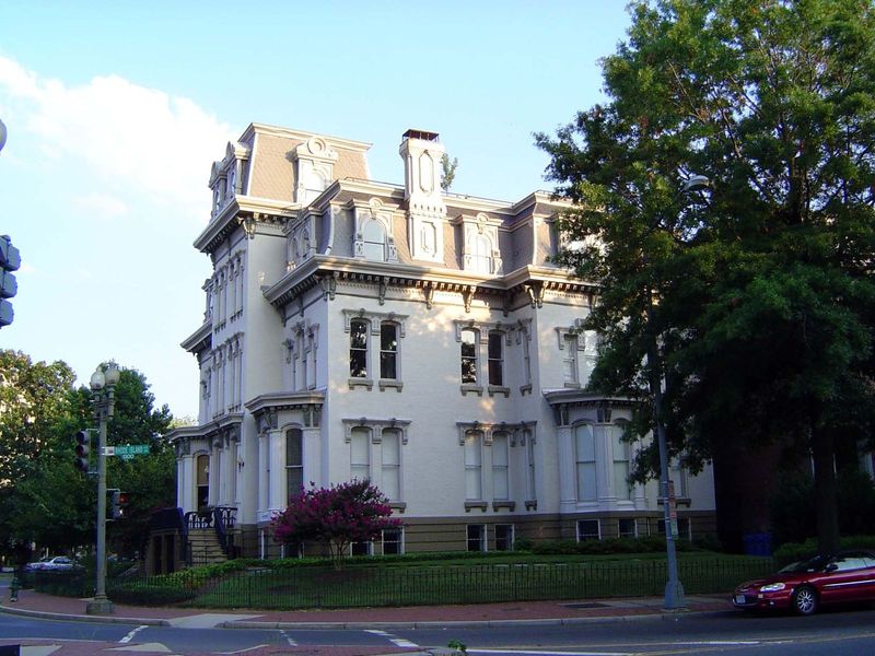 We have to go back a bit, however. Here's an Italianate duplex built in 1880 by President Grant's son on a gore at Logan Circle.