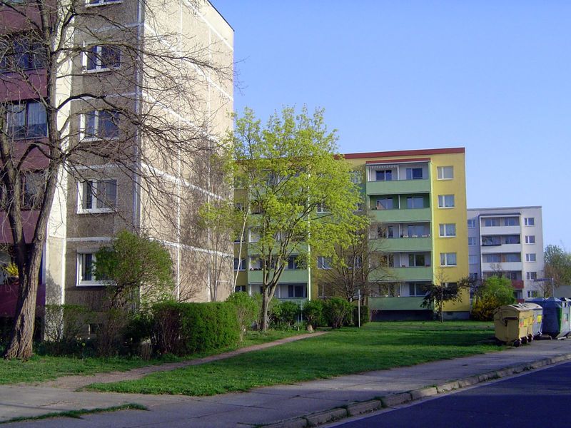 Farther from that core, post-war housing takes the form of apartment blocks.