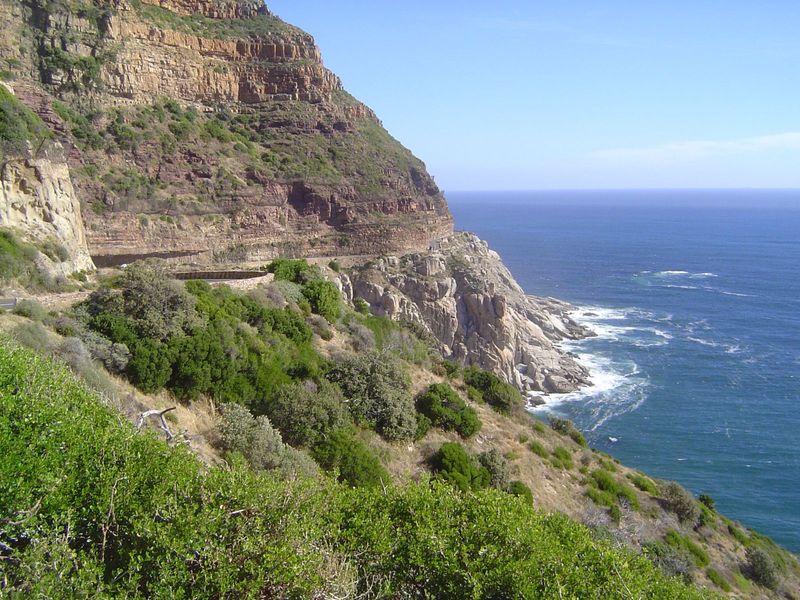 We're winding up the west side of the peninsula. This is Chapman's Peak Drive, a spectacular road.