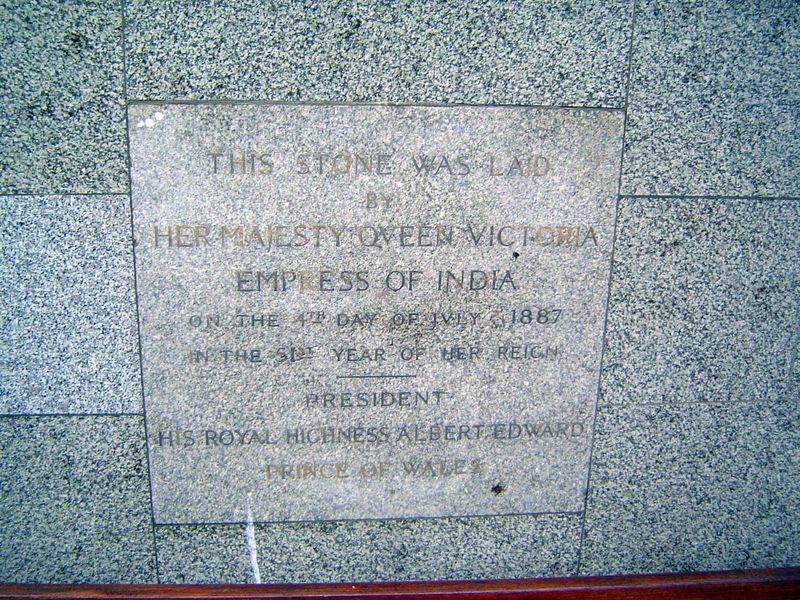 The stone at the base of the tower.
