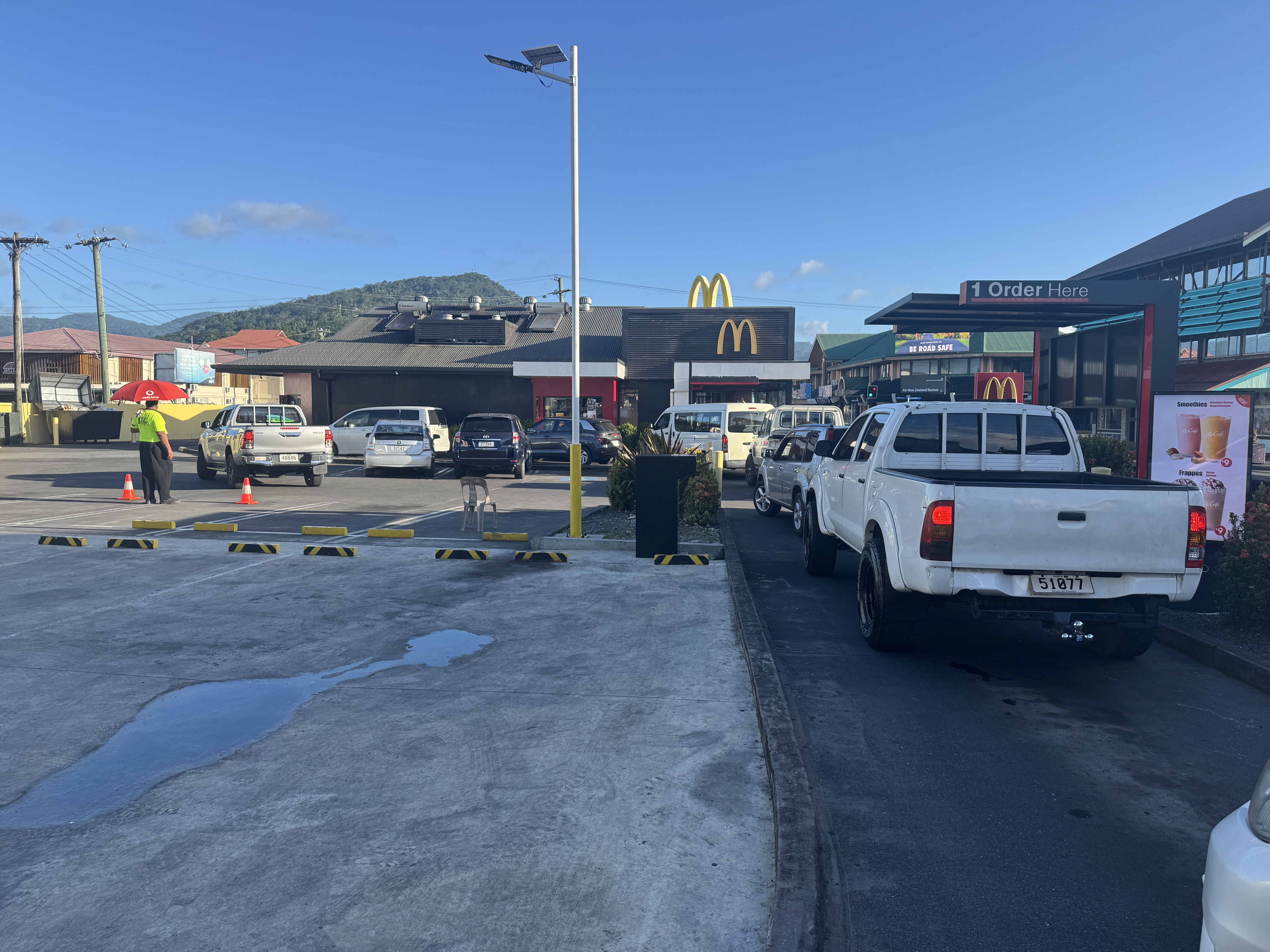 But enthusiasm for the Golden Arches is way high, with a dozen cars at the drive-thru.

John Dyson, visiting about 1980, wrote, "A subsisten