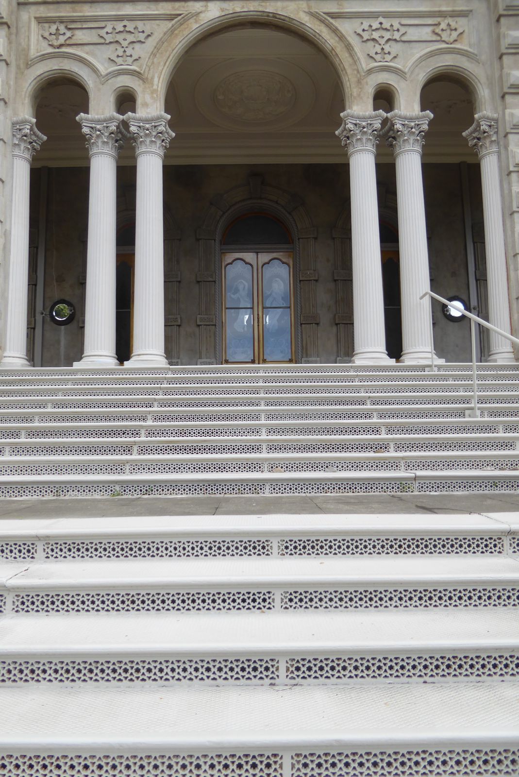 The columns are cast iron; so are the stairs.