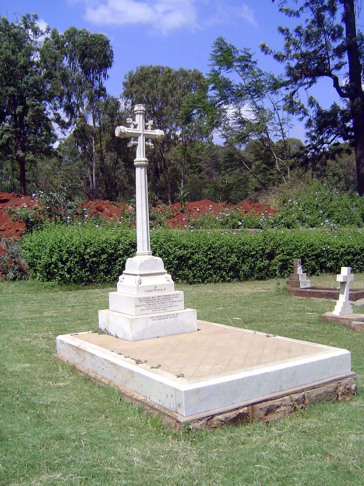 Comissioner Stewart is buried a mile south of the church.