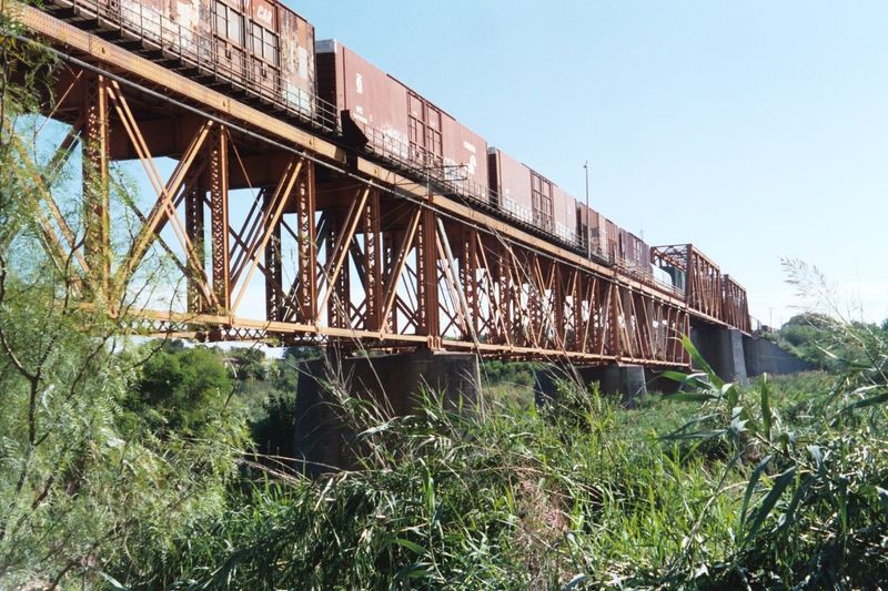 Still farther upstream, there's an active railway bridge, with X-ray sensors to detect anyone trying to walk across.