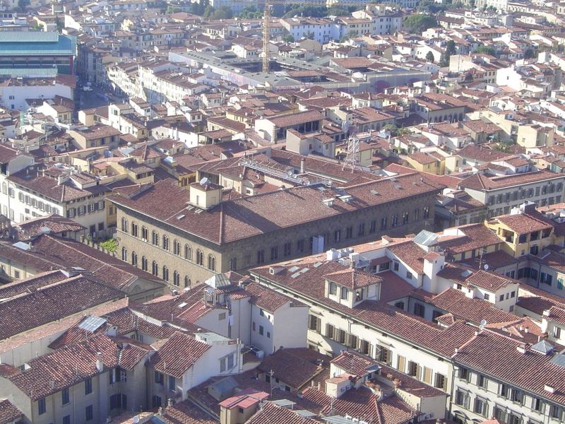 Northwards, we can look down on the Palazzo Medici-Riccardi, the archetypal Florentine palace.