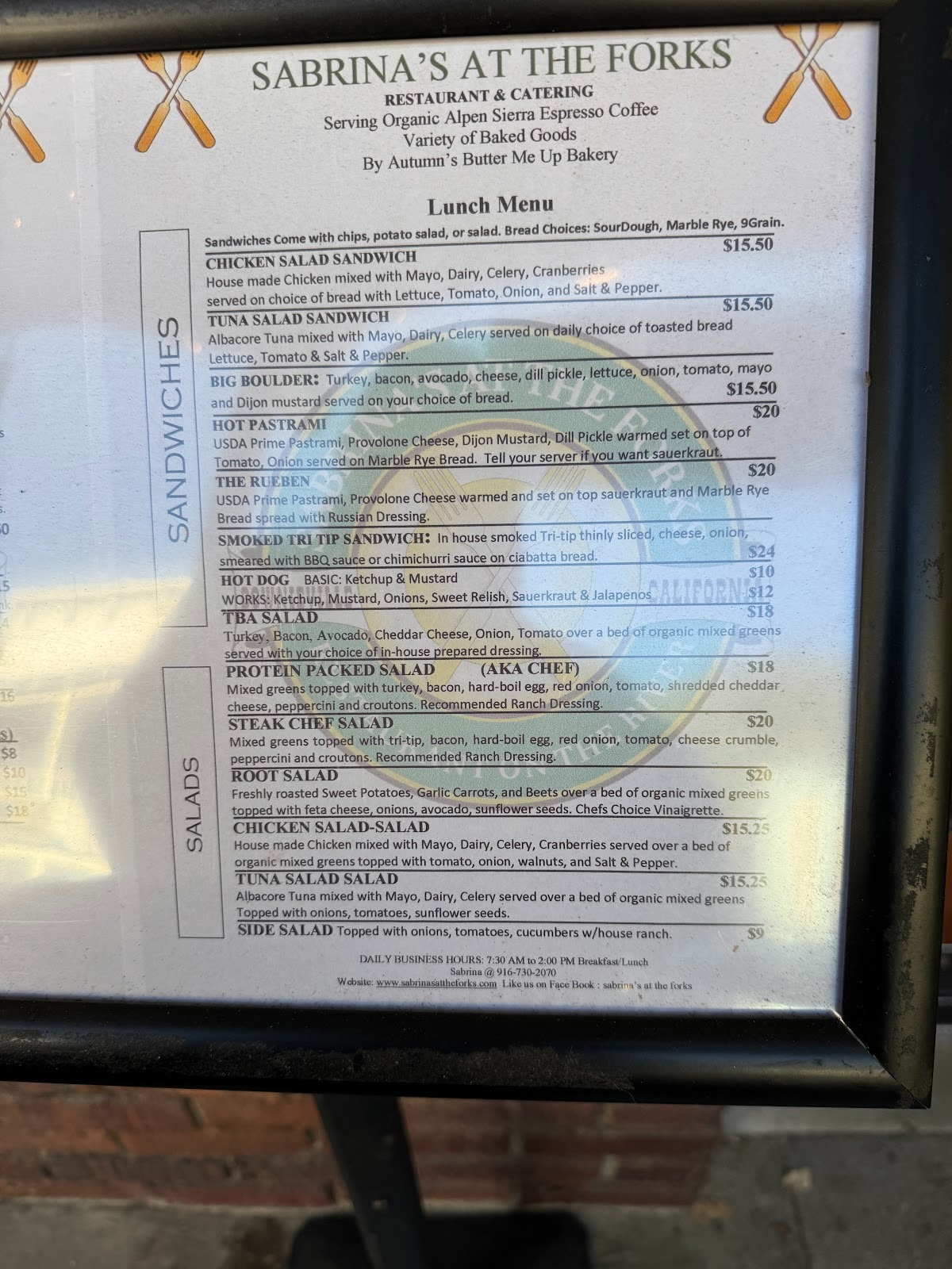At another place, back on Main Street, we can get a Chicken Salad Sandwich for $15.50, admittedly cheaper than what we found back in Coulter