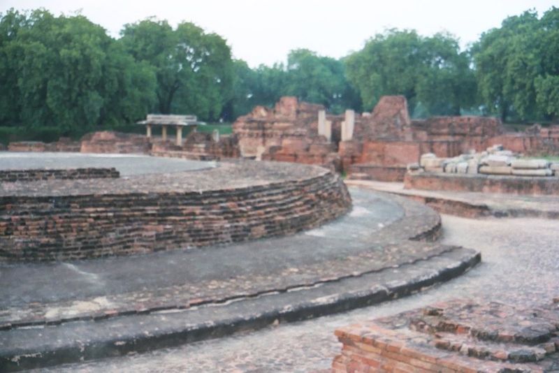 This is the base of what once was the Dharmarajika Stupa. The ruins dates from the Muslim invasions of the 12th century.