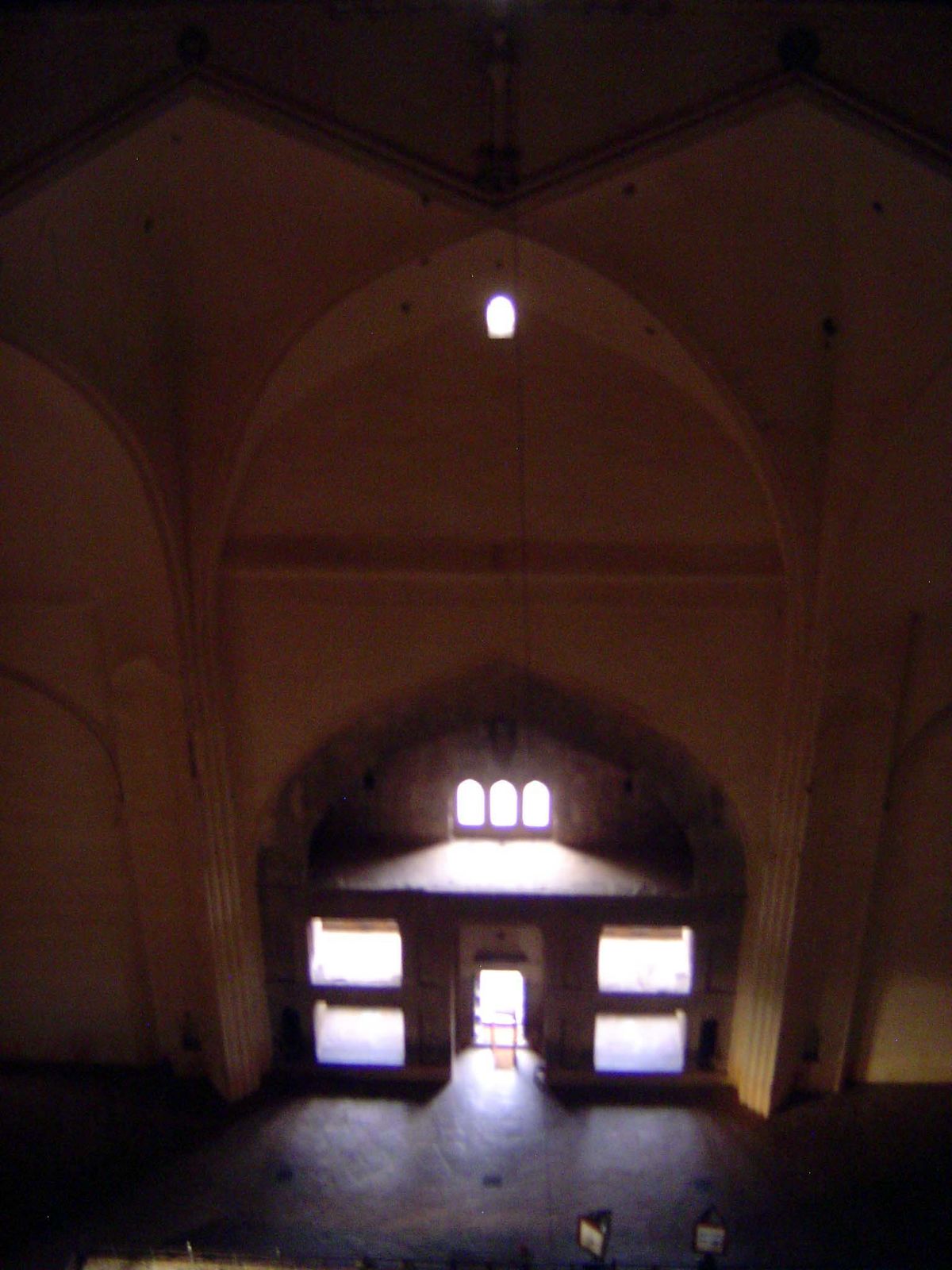View from the gallery down to the tomb's entrance.