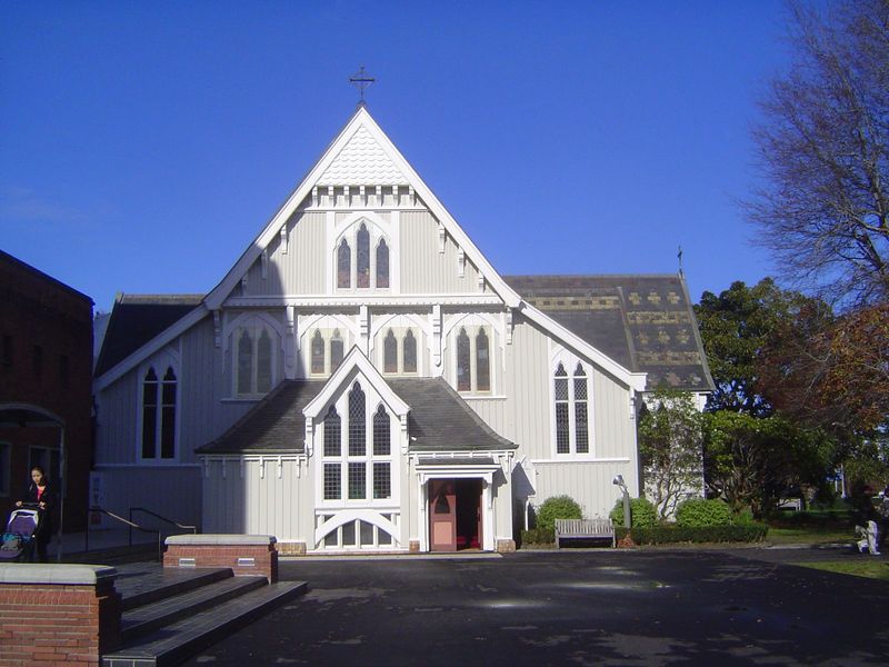 The architect was Benjamin Mountfort, described as a "Puginist down to his beard." This was the Cathedral Church of Auckland until 1973, whe