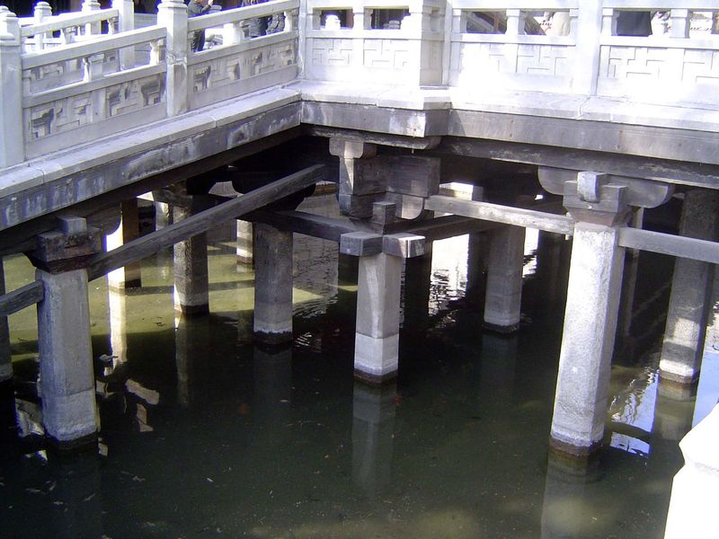 Two of the original three springs are still plainly visible. Not so with the central spring, under the pool crossed by the Spirit or Flying 