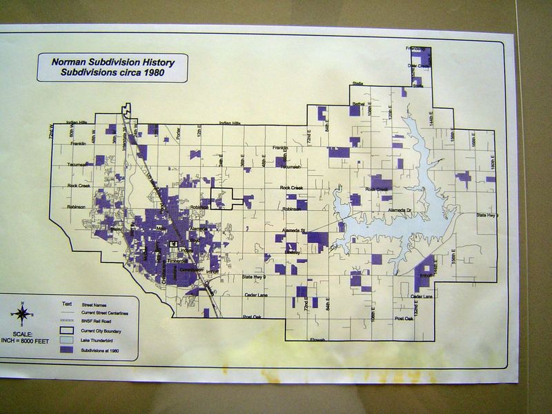 By 1980, scattered subdivisions existed almost everywhere except the far northwest, a flood-prone area. The east side had become a first-rat