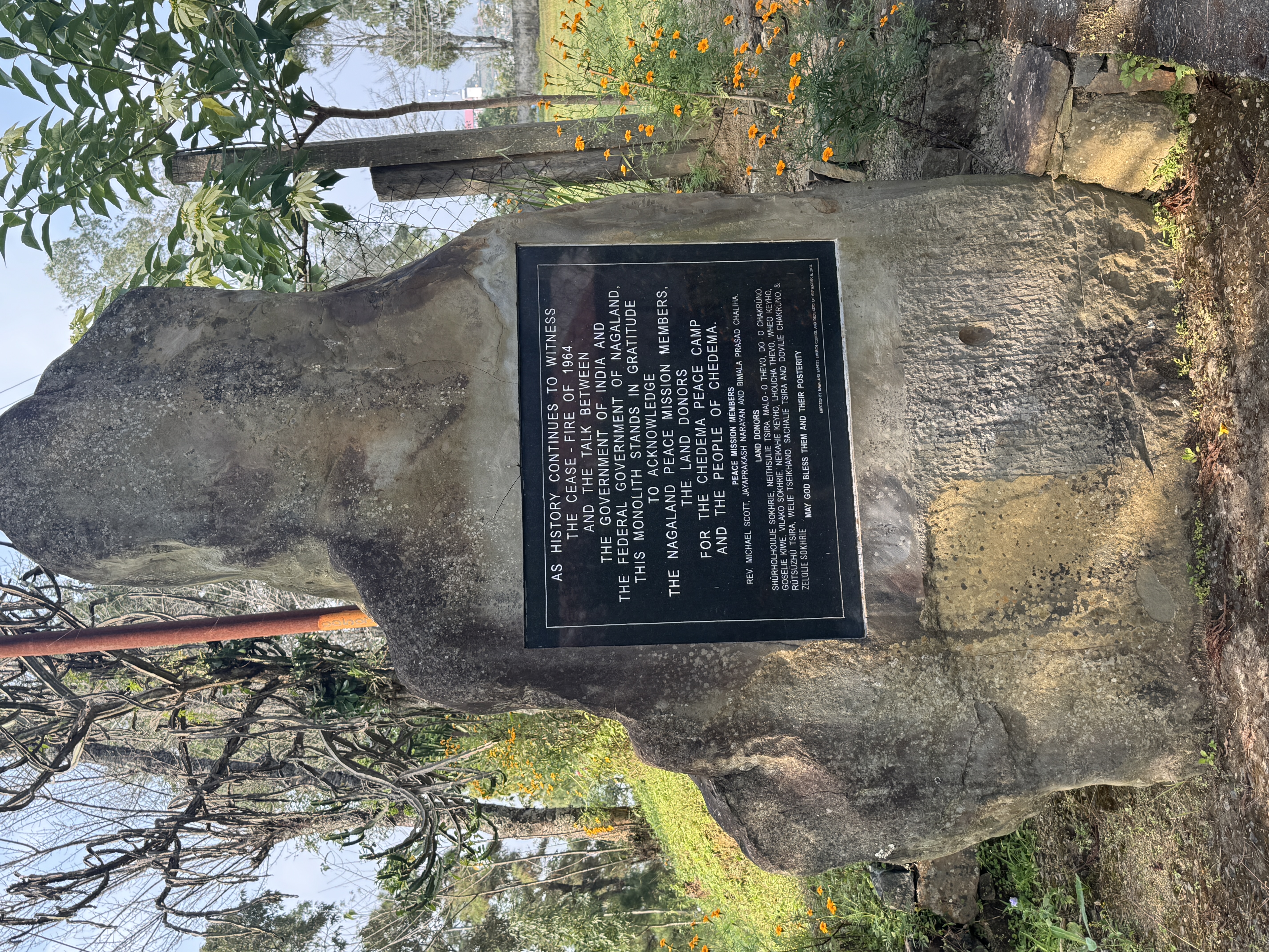 A monolith records the cease-fire of 1964.