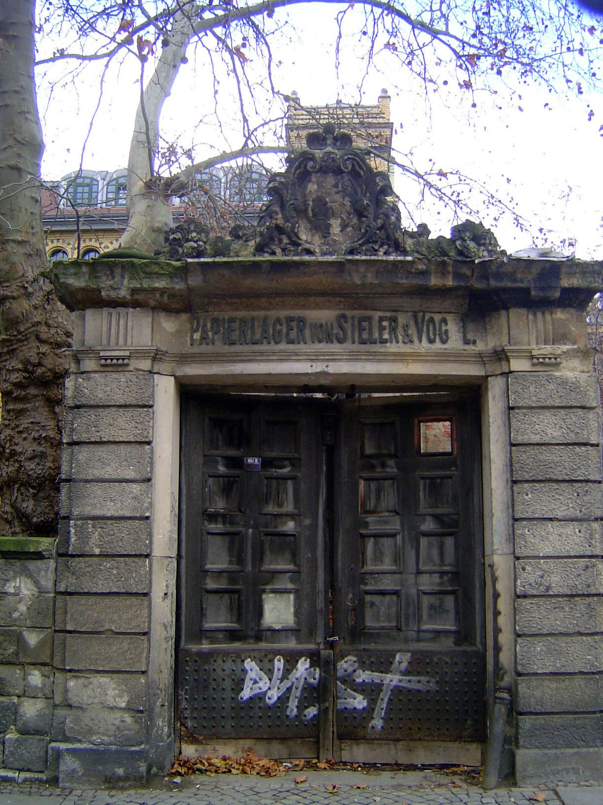 A paper warehouse, still in ruins.