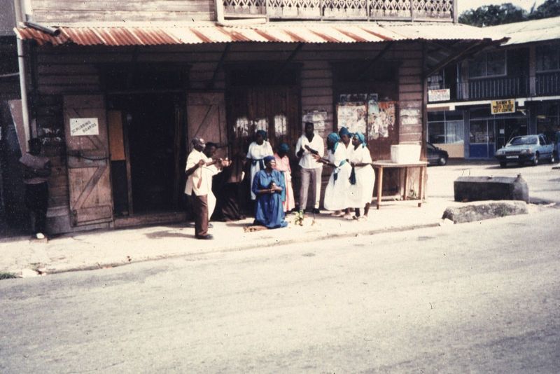 Curbside prayer by spiritual Baptists, the sect to which Uriah Butler belonged.