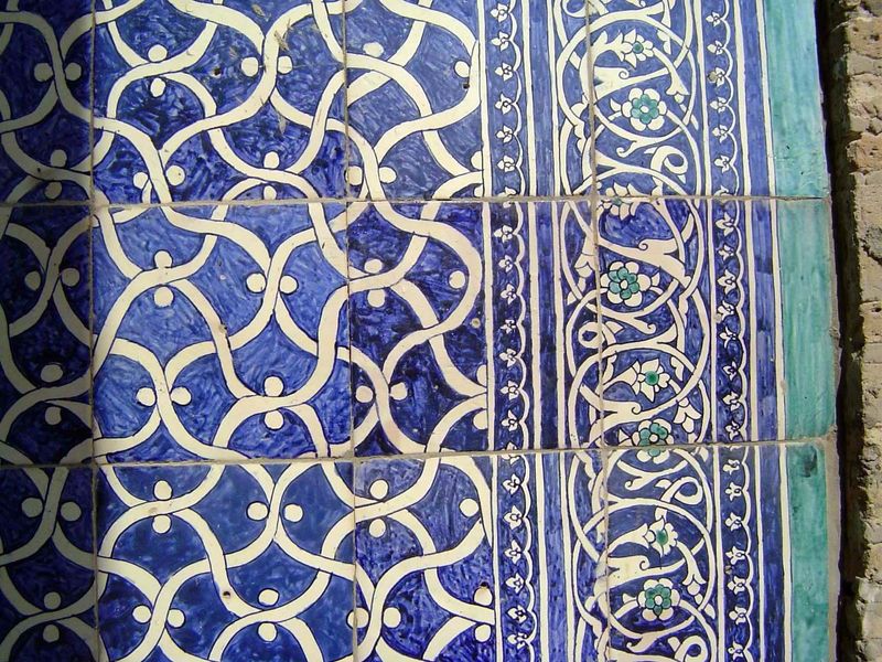 Painted tiles.