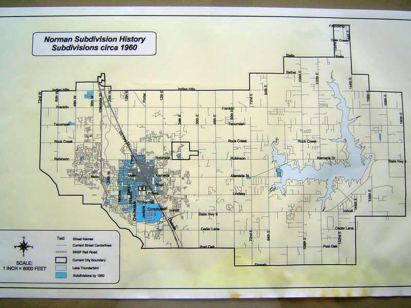 The city's GIS division produces this map showing the area of Norman that was covered by subdivision plats in 1960. The map also shows stree