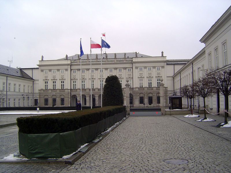 The Polish president's palace, as bland as can be, though with a long history involving lots of aristocratic families from once upon a time.